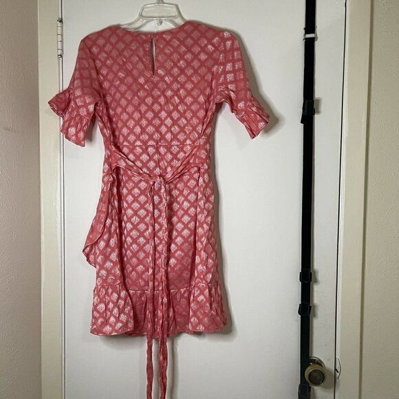 Glamorous pink ruffle tie mini dress size US 4 - Picture 6 of 6
